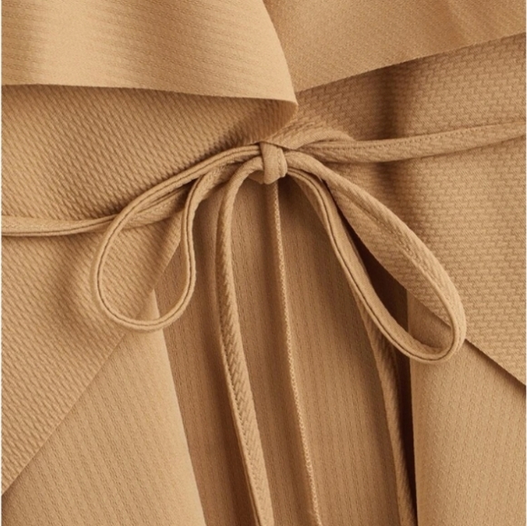 Waffle Texture Tie-Waist Jacket - Camel - Picture 4 of 8